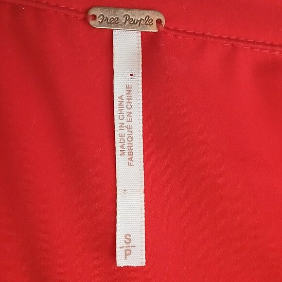 Free People Oversized Sheer Button Down Shirt Red Size Small - Picture 7 of 7